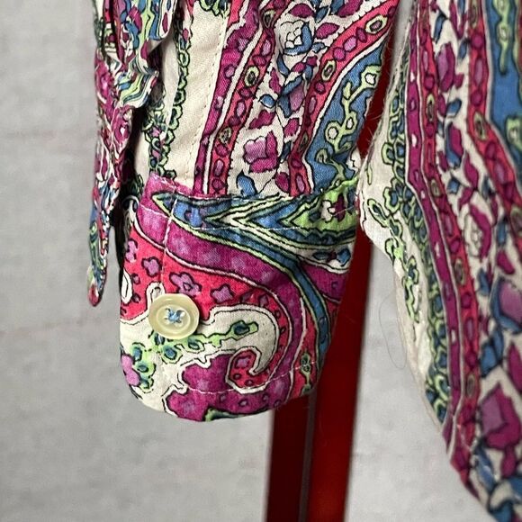 Talbots Multicolored Paisley Button Down Top (Size: XS) - Picture 6 of 12